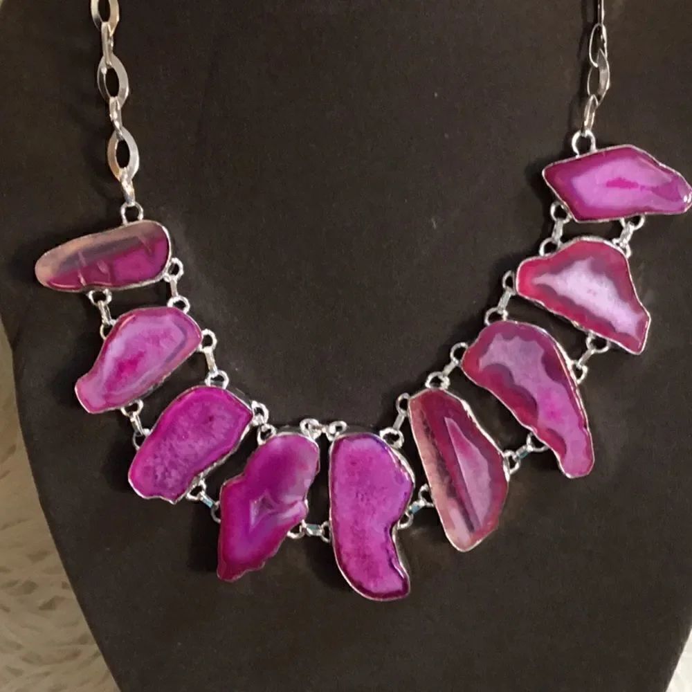 PINK BOTSWANA AGATE NECKLACE IN STERLING SILVER
